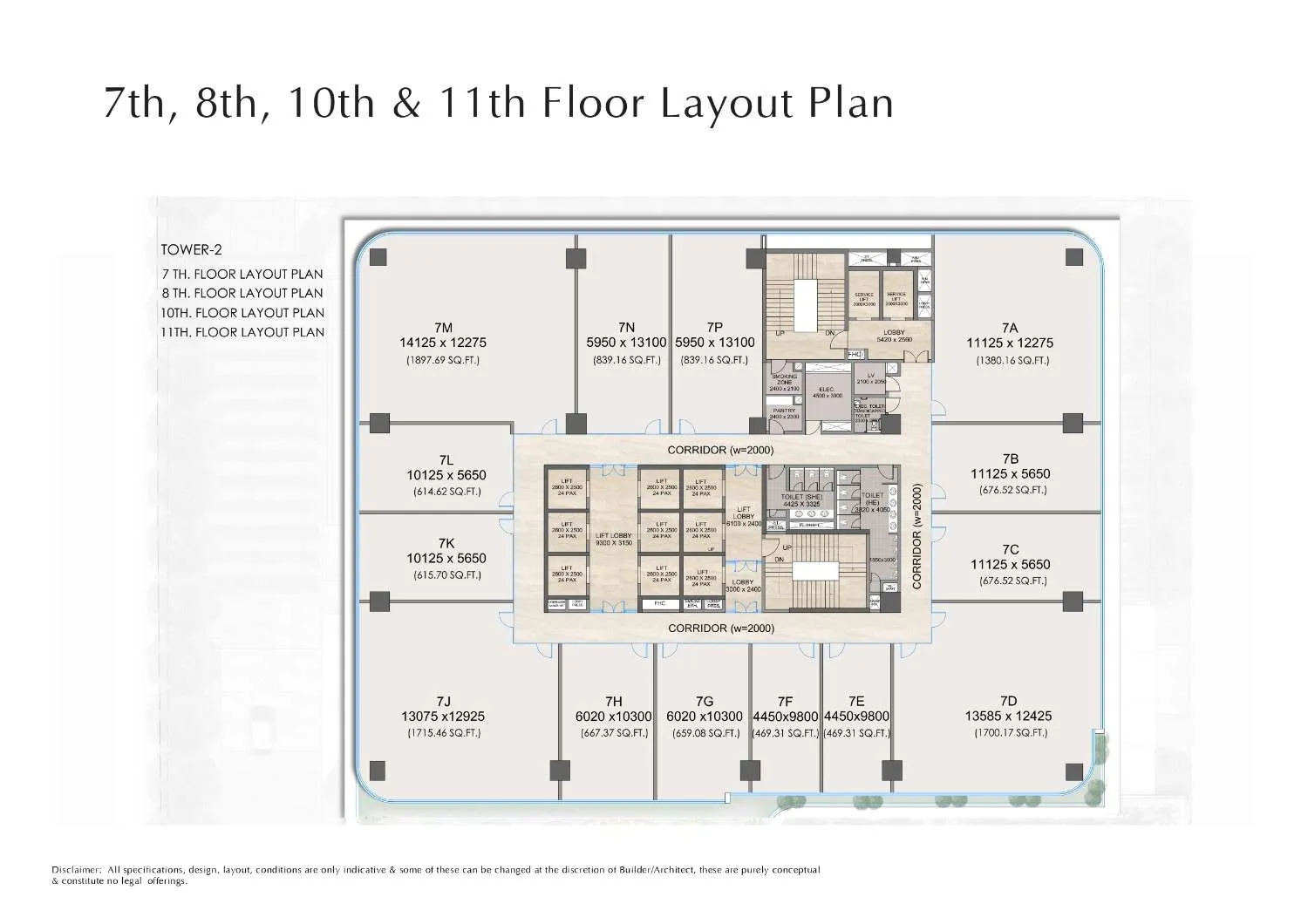 Floor Plan Layout of Second Tower