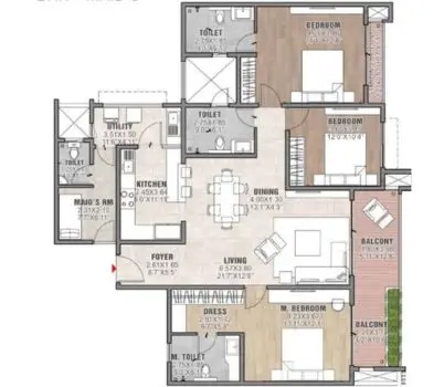 Ivory County Sector 115 4 BHK Floor Plan