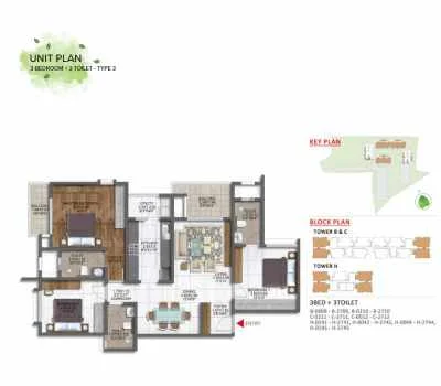 Risland Sky Mansion 3 BHK floor plan